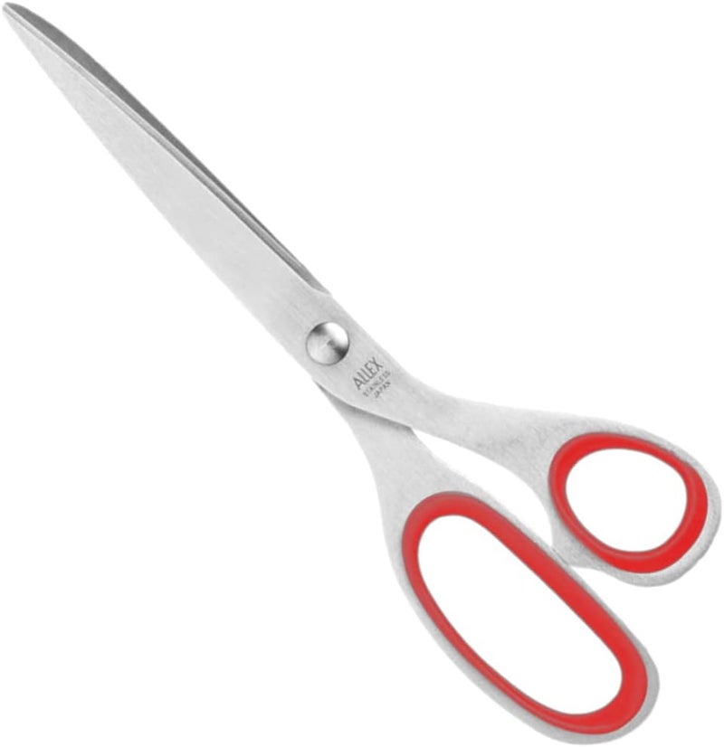 ALLEX\アレックス Japanese Office Scissors for Desk, Extra Large 7.8" All Purpose Scissors, Made in JAPAN, All Metal Sharp Japanese Stainless Steel Blade with Non-Slip Soft Ring, Red - Image 1
